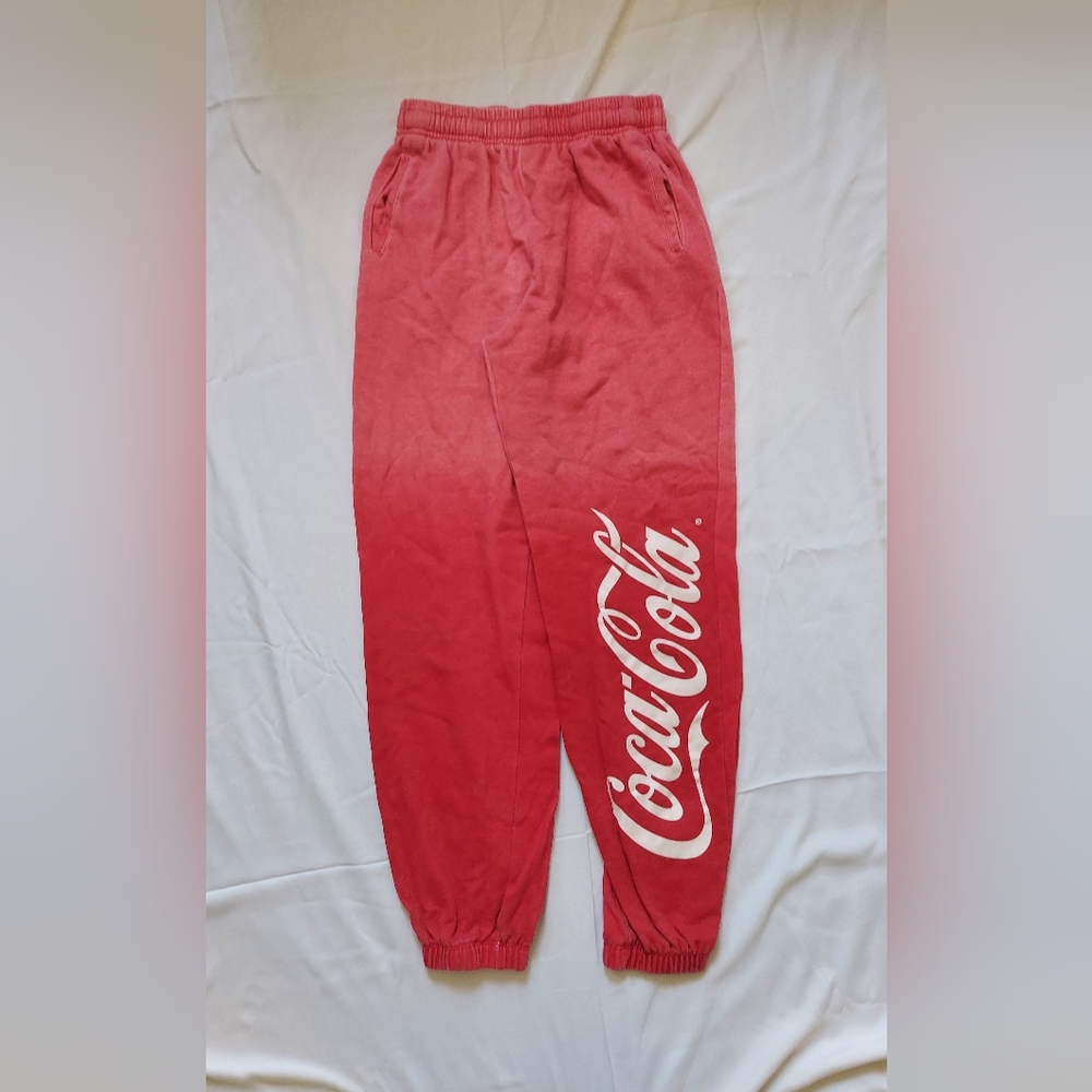 Coca-Cola Red White Logo Elastic Waist Sweatpants Size XS